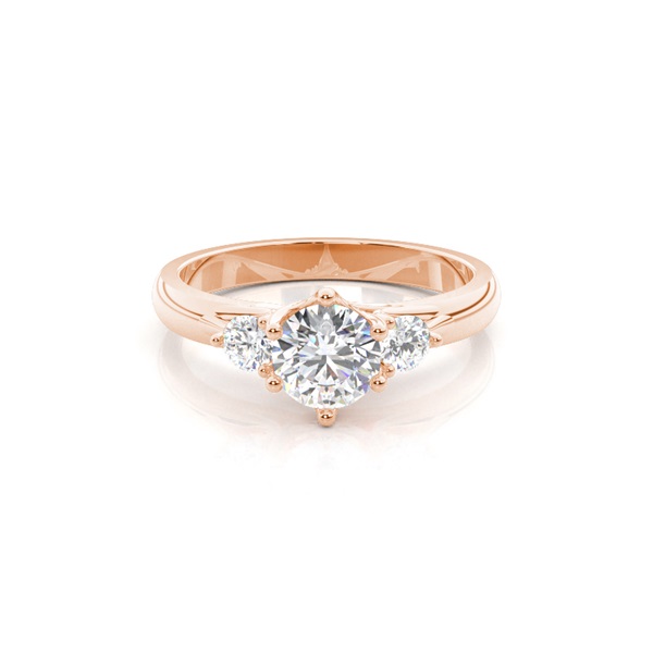 4 Prong Setting Round Diamond Three Stone Ring