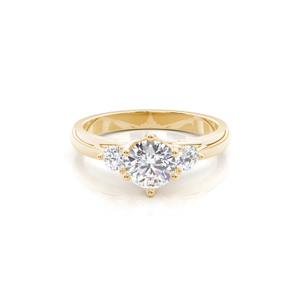 4 Prong Setting Round Diamond Three Stone Ring