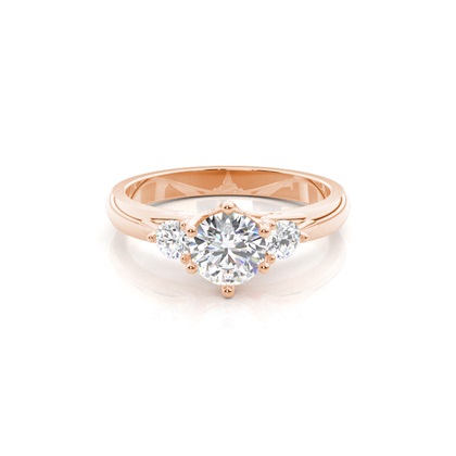 4 Prong Setting Round Diamond Three Stone Ring