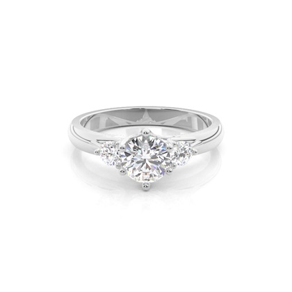4 Prong Setting Round Diamond Three Stone Ring