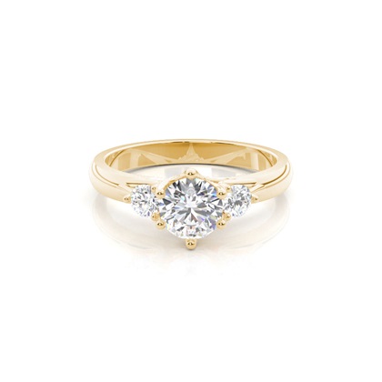 4 Prong Setting Round Diamond Three Stone Ring
