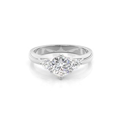 4 Prong Setting Round Diamond Three Stone Ring