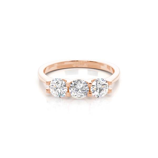 4 Prong Setting Round Diamond Three Stone Ring