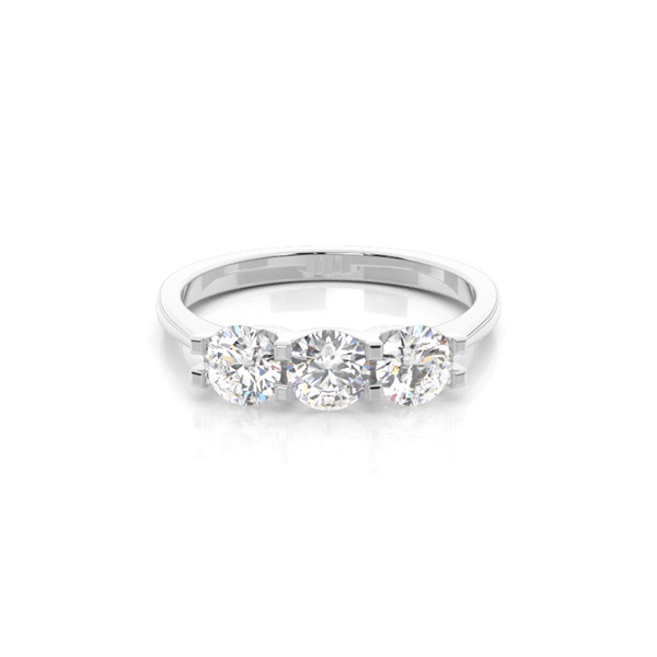 4 Prong Setting Round Diamond Three Stone Ring