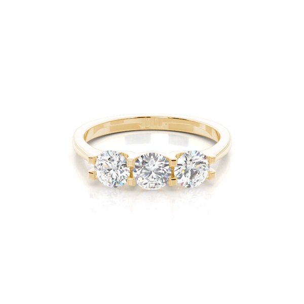 4 Prong Setting Round Diamond Three Stone Ring