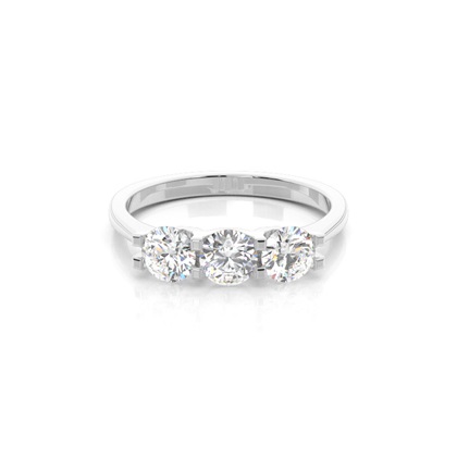 4 Prong Setting Round Diamond Three Stone Ring