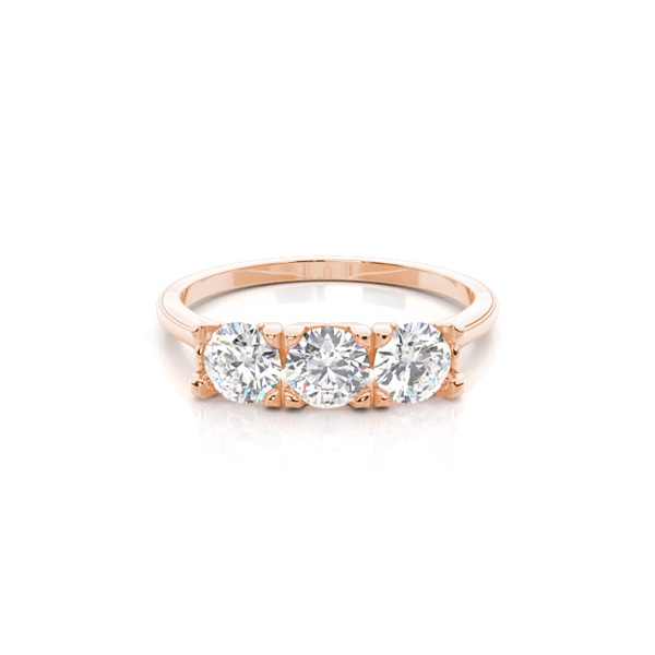 4 Prong Setting Round Diamond Three Stone Ring