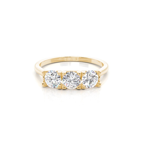 4 Prong Setting Round Diamond Three Stone Ring