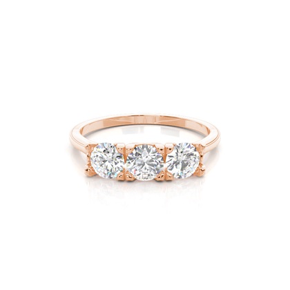 4 Prong Setting Round Diamond Three Stone Ring