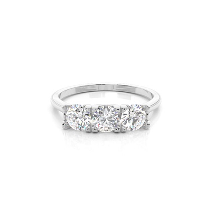 4 Prong Setting Round Diamond Three Stone Ring