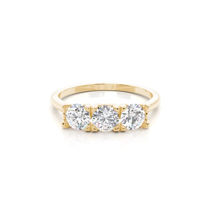 4 Prong Setting Round Diamond Three Stone Ring