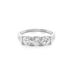 4 Prong Setting Round Diamond Three Stone Ring