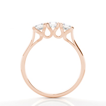 4 hrot Nastavení Asscher diamant tři kameny Prsten