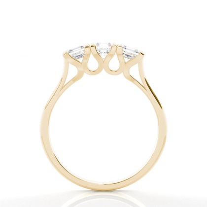 4 hrot Nastavení Asscher diamant tři kameny Prsten