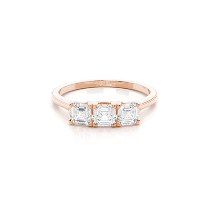 4 hrot Nastavení Asscher diamant tři kameny Prsten