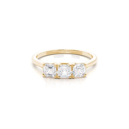 4 hrot Nastavení Asscher diamant tři kameny Prsten