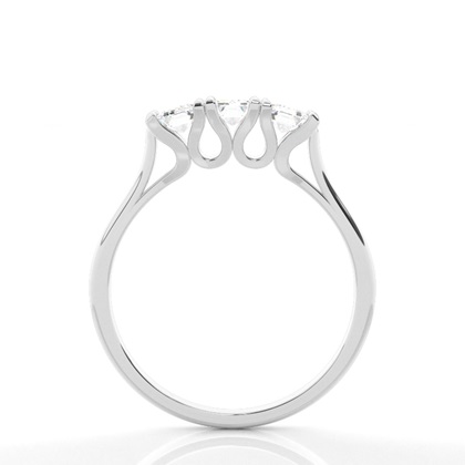 4 hrot Nastavení Emerald diamant Tri Kamenné Prsten