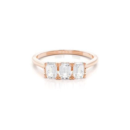 4 hrot Nastavení Emerald diamant Tri Kamenné Prsten