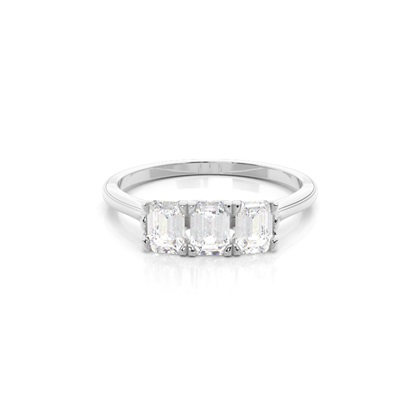 4 hrot Nastavení Emerald diamant Tri Kamenné Prsten
