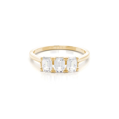 4 hrot Nastavení Emerald diamant Tri Kamenné Prsten