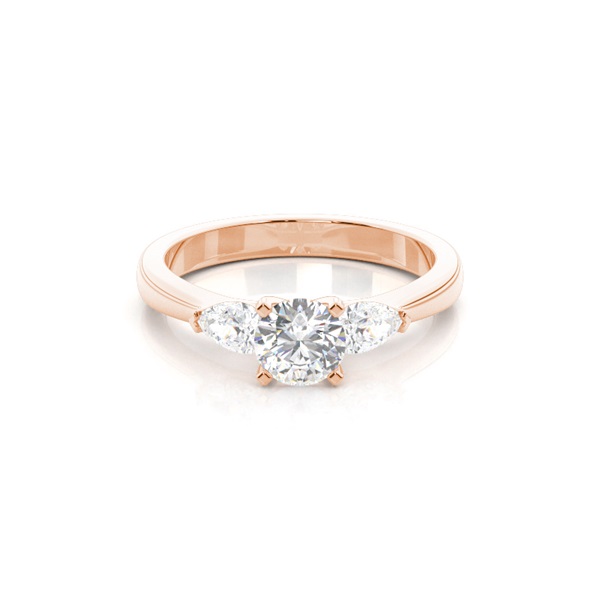 4 Prong Setting Round Diamond Three Stone Ring
