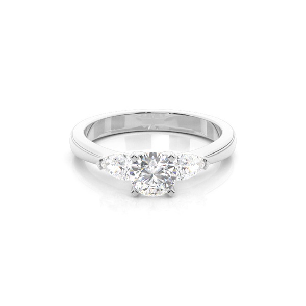 4 Prong Setting Round Diamond Three Stone Ring
