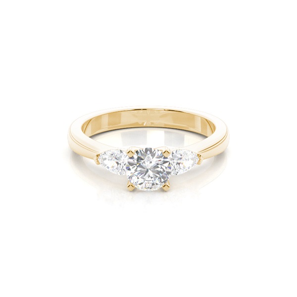 4 Prong Setting Round Diamond Three Stone Ring