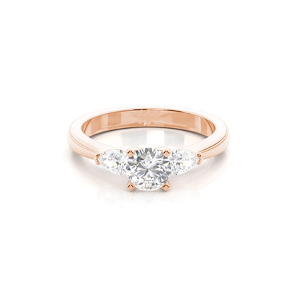 4 Prong Setting Round Diamond Three Stone Ring