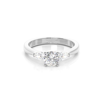 4 Prong Setting Round Diamond Three Stone Ring