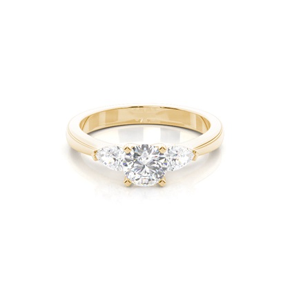 4 Prong Setting Round Diamond Three Stone Ring