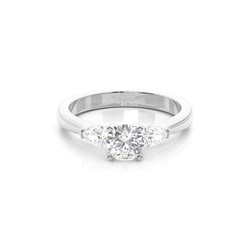 4 Prong Setting Round Diamond Three Stone Ring