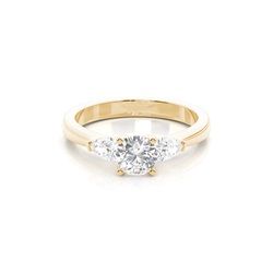 4 Prong Setting Round Diamond Three Stone Ring