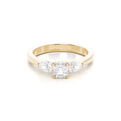 4 hrot Nastavení Asscher diamant tři kameny Prsten