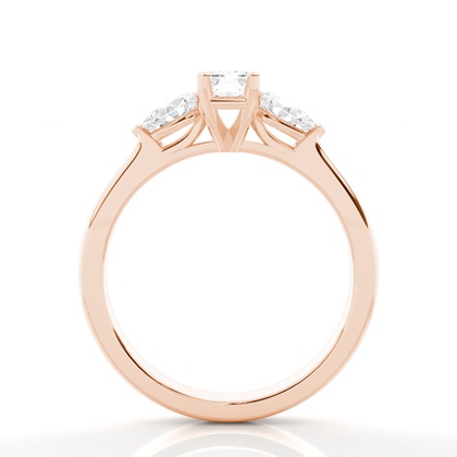 4 hrot Nastavení Emerald diamant Tri Kamenné Prsten