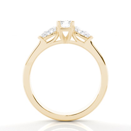 4 hrot Nastavení Emerald diamant Tri Kamenné Prsten