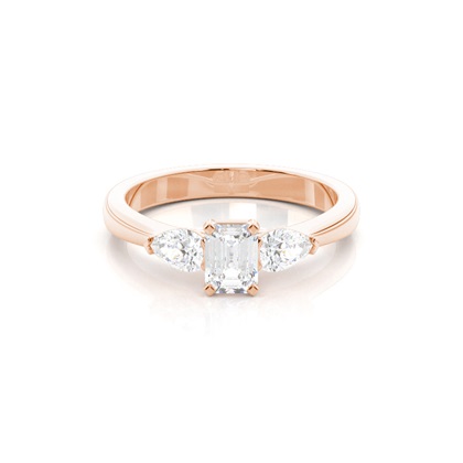 4 hrot Nastavení Emerald diamant Tri Kamenné Prsten