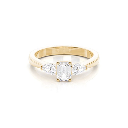4 hrot Nastavení Emerald diamant Tri Kamenné Prsten