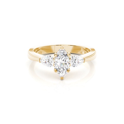 4 hrot Nastavení Marquise diamant tři kameny Prsten