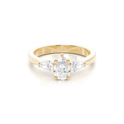 4 hroty nastavení hruška diamant tri kamenný prsten