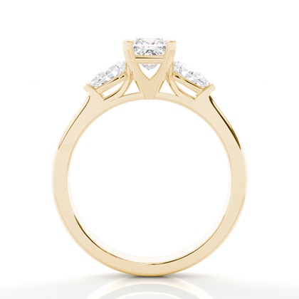 Prsten se 4 hroty Princezna Diamant Tri Kameny