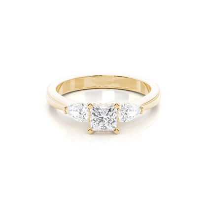 Prsten se 4 hroty Princezna Diamant Tri Kameny