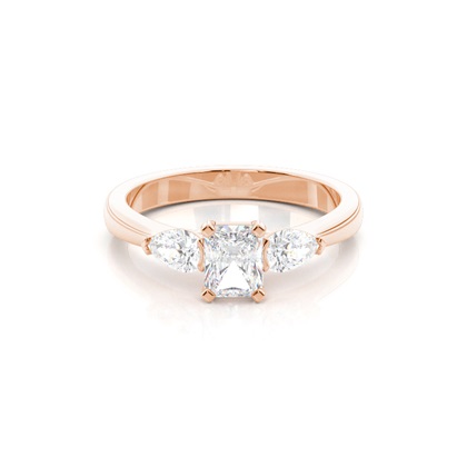 4 hrot Nastavení Radiant diamant tři kameny Prsten