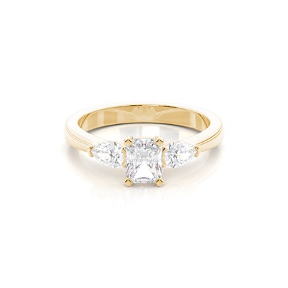 4 hrot Nastavení Radiant diamant tři kameny Prsten