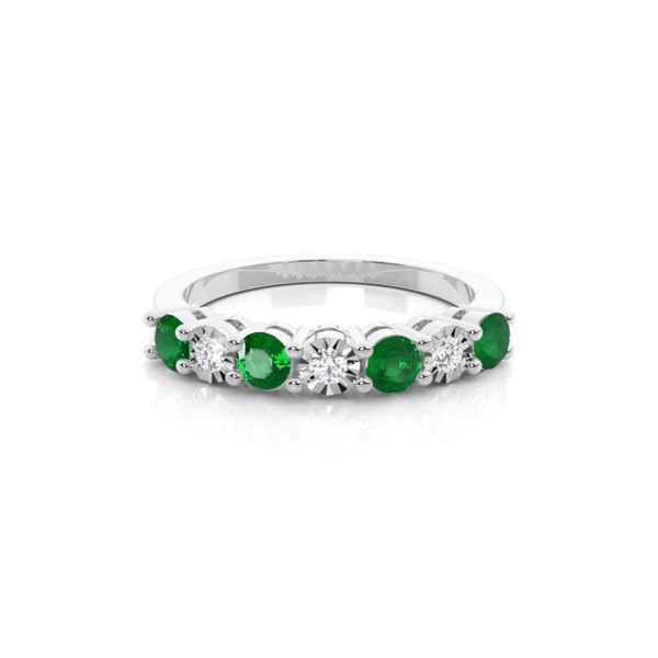 Emerald 4 Prong Half Eternity Ring