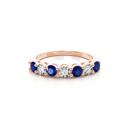 Blue Sapphire 4 Prong Half Eternity Ring