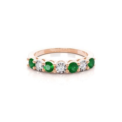 Emerald 4 Prong Half Eternity Ring