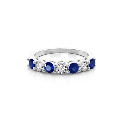 Blue Sapphire 4 Prong Half Eternity Ring