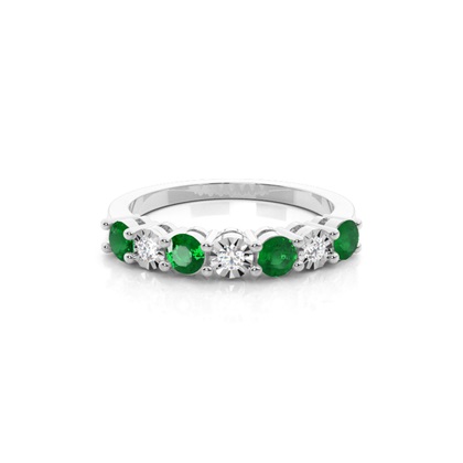 Emerald 4 Prong Half Eternity Ring