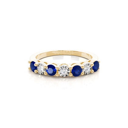 Blue Sapphire 4 Prong Half Eternity Ring