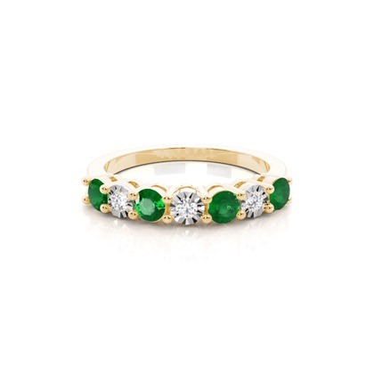 Emerald 4 Prong Half Eternity Ring